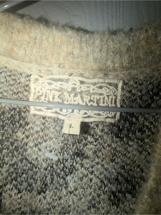 Sweaters - Cream and Gray Knit Sweater - L